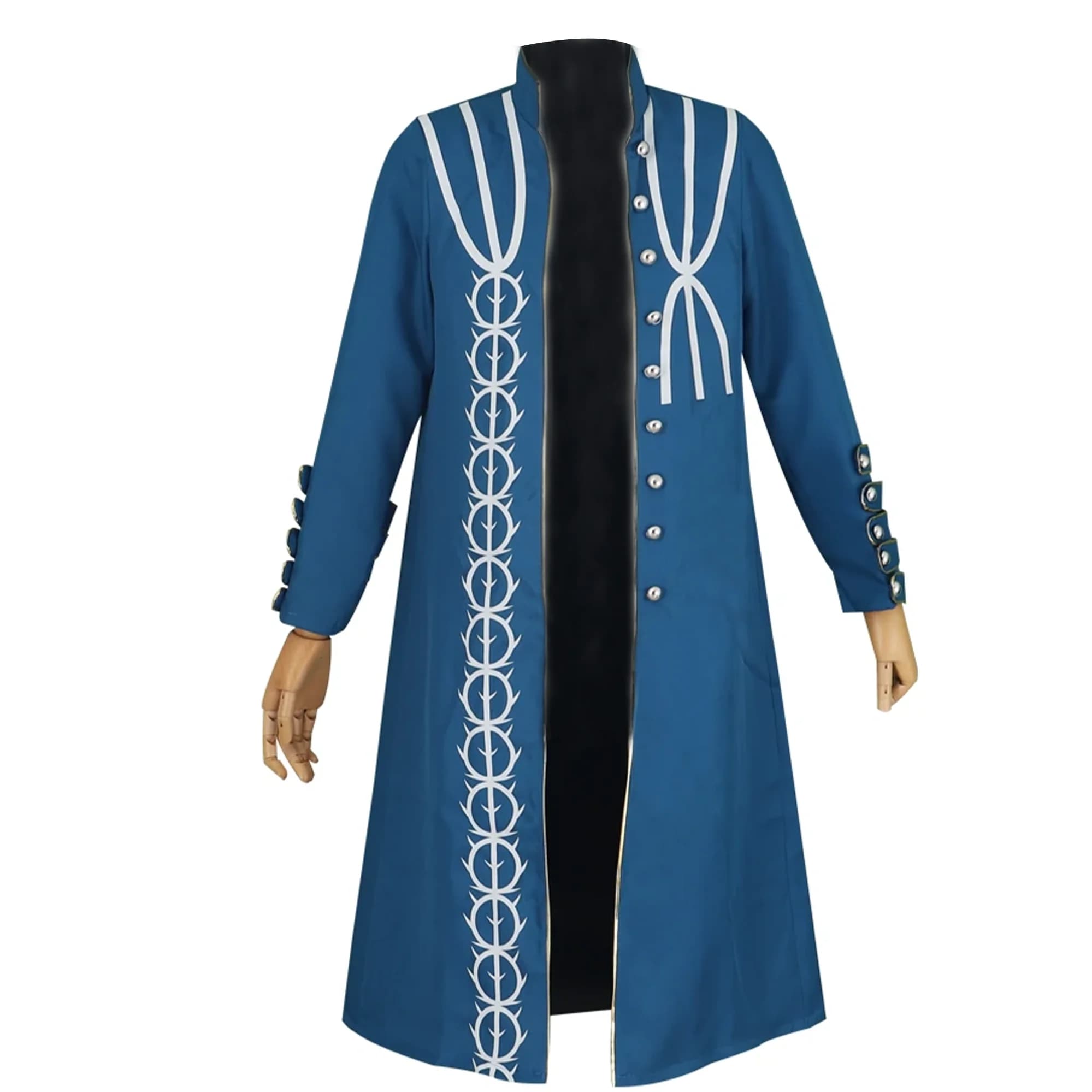 Vergil Costume Cosplay Cappotto lungo Giacca Trench blu Anime Uniforme da festa di Halloween