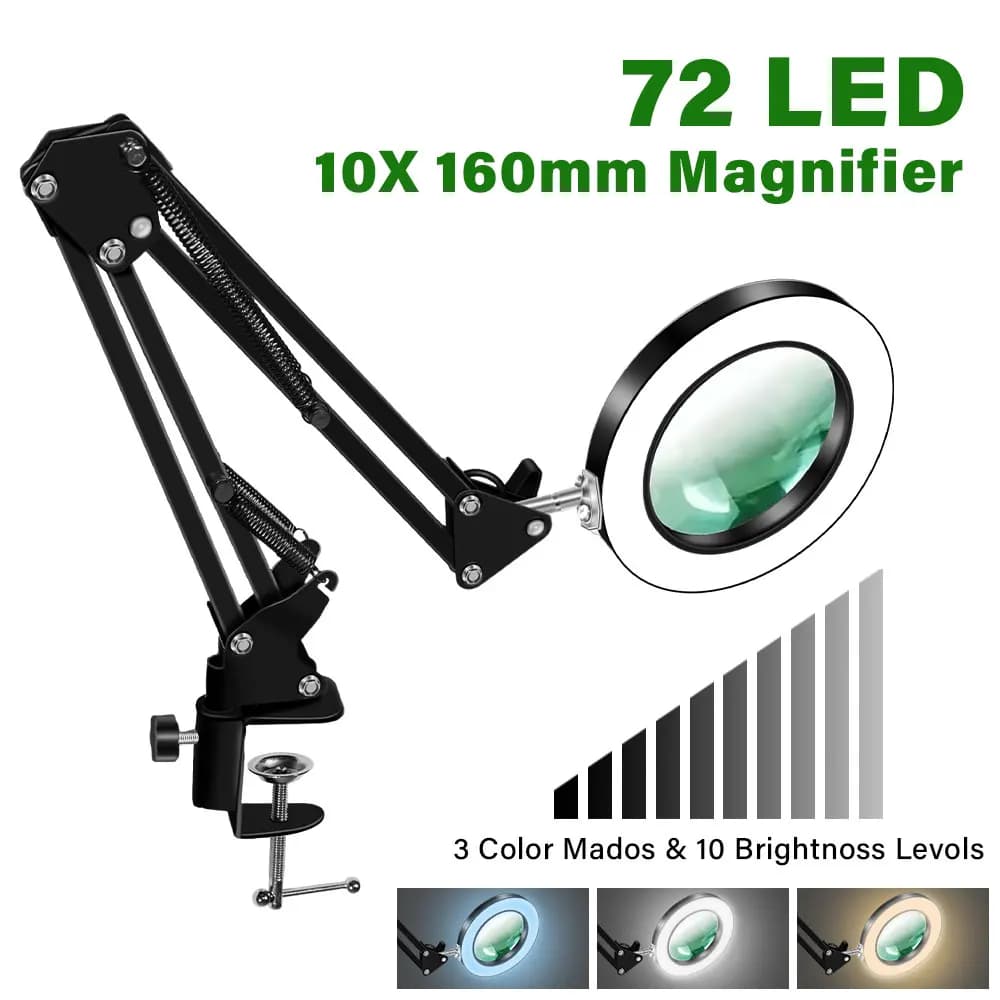 USB 72LED New Lighting Magnifying Glass 8X/10X3 Color LED Magnifying Glass for Soldering Iron Repair/Desk Lamp/Skin Care Beauty