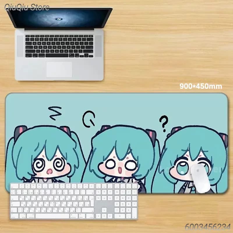 Tappetino da Scrivania Anime Hatsune Miku, Mousepad Antiscivolo in Gomma per Laptop e Gaming