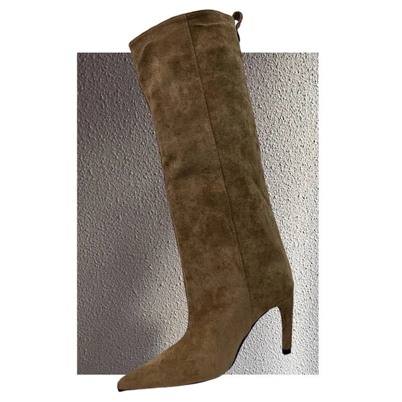 Eilyken Winter Street Style Vintage Pointed Toe Knee High Women Boots Thin Heels Shoes Comfortable Punk Long Booties De Muje