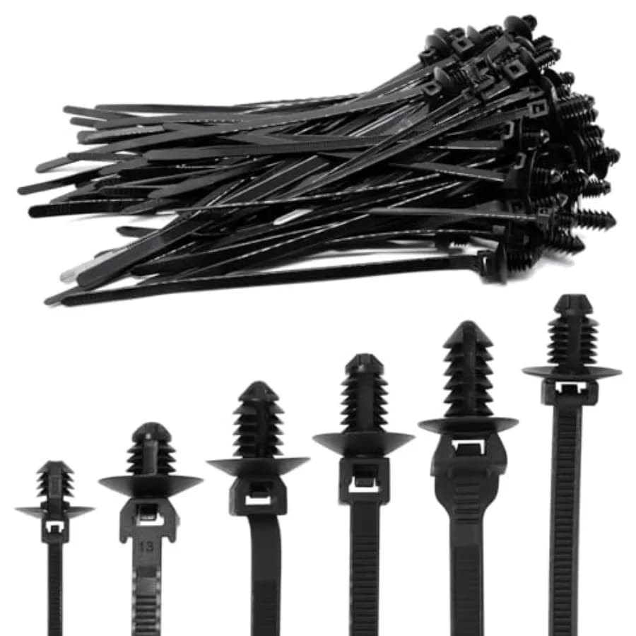 60 PCS Push Mount Zip Ties, Nylon Car Mount Wire Ties Snap in Cable Zip Ties, Black Push Mount Cable Ties Automotive Zip Ties F
