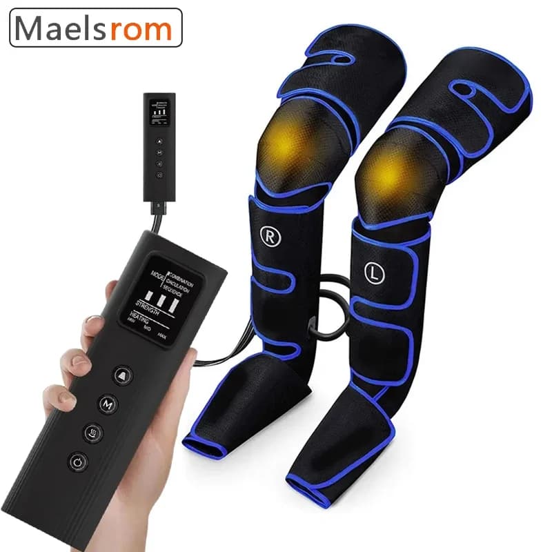 Massaggiatore per Gambe con Calore e Compressione d'Aria | Stivali Professionali a 6 Camere per Circolazione, Recupero Muscolare, Sollievo dal Dolore e Terapia