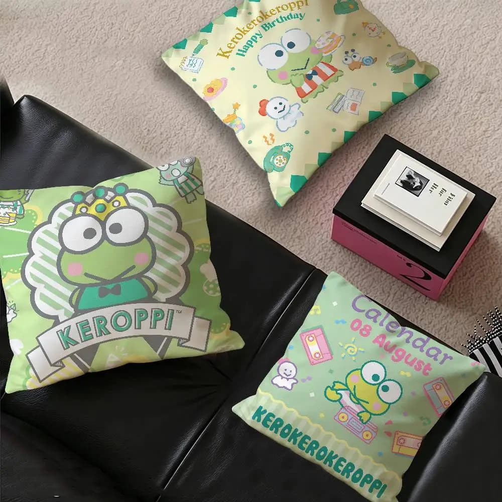K-keroppiS Frog Anime Cushion Cover Polyester Sofa Cushions Decorative Throw Pillows Home Decoration Pillowcover