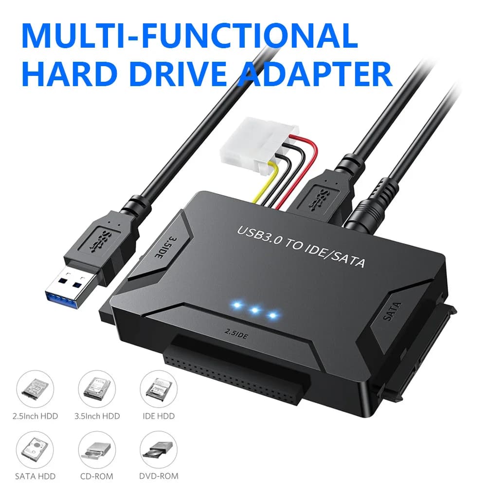 Adattatore USB 3.0 a SATA IDE Convertitore per Disco Rigido 2.5/3.5 Pollici SATA e IDE HDD SSD Supporto 6TB per Laptop PC