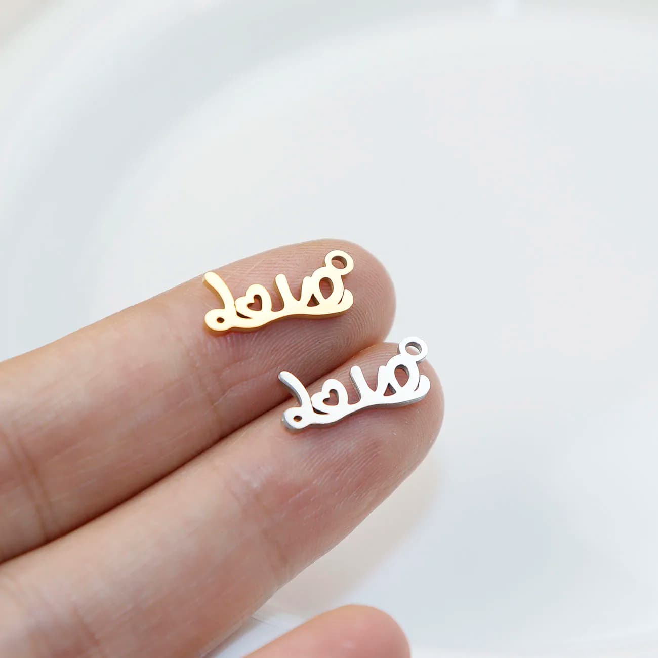 10 pcs mirror polished stainless steel Love Girl Charms PVD Vacuum Plate Accessory for DIY Jewelry