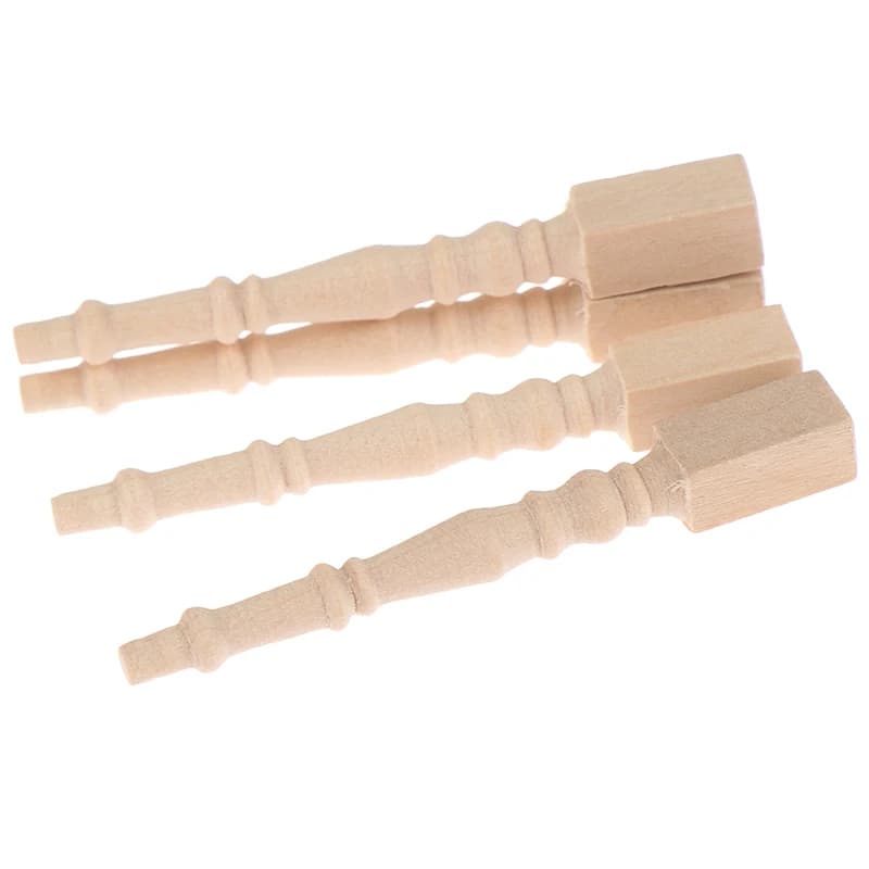 4 Pezzi/Set 1:12 Gambe per Tavolo in Legno per Casa delle Bambole, Accessori Miniatura Fai-da-Te, Modello di Piedi per Tavolo Simulato, Giocattolo per Casa delle Bambole