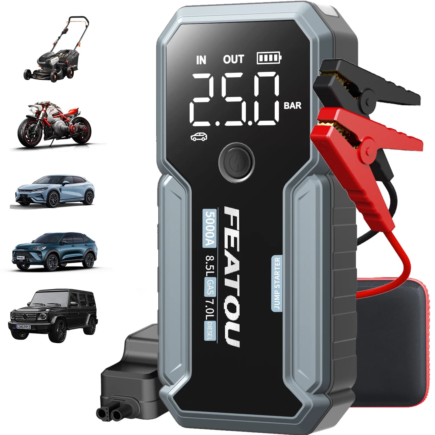 FEATOU-P140 Avviatore di emergenza per batteria per auto ultra sicuro, pacco batteria di avviamento di emergenza da 5000 A 12 VAA, scatola di emergenza, caricatore portatile A