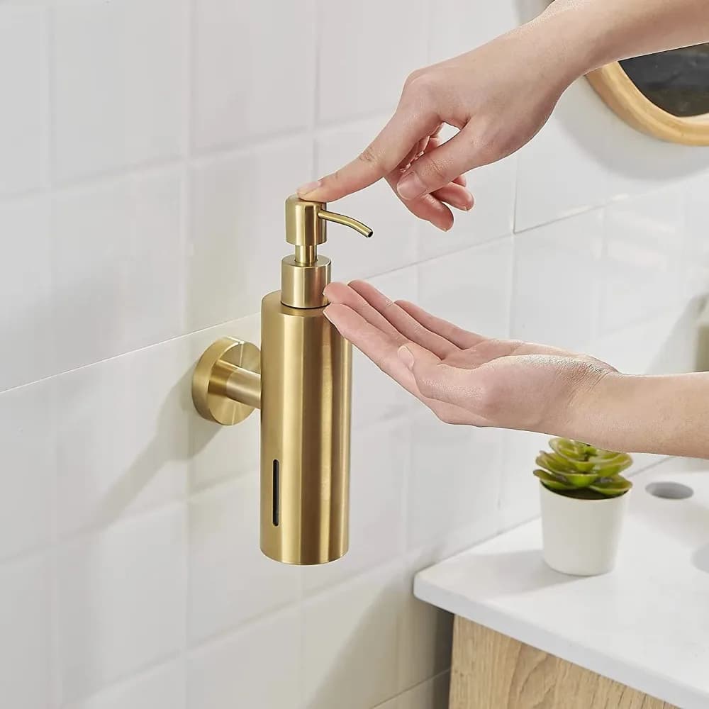 Dispenser di sapone spazzolato Dispenser di sapone per shampoo a parete Pressa in acciaio inossidabile 304 per bottiglia di disinfettante per le mani per bagni di hotel