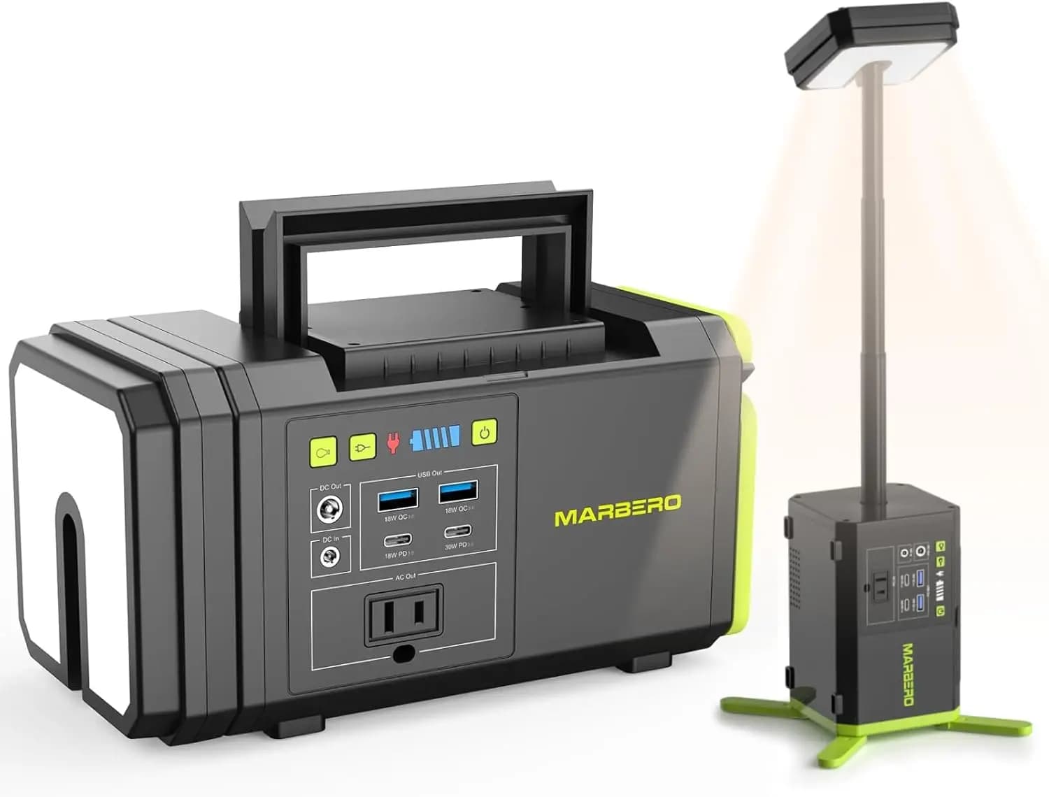 Stazione di Alimentazione Portatile da 118Wh con Luce Telescopica da Campeggio, Power Bank da 32000mAh 160W Max con Presa AC, Uscita USB e DC, Generatore Solare per Campeggio, Escursionismo ed Emergenze