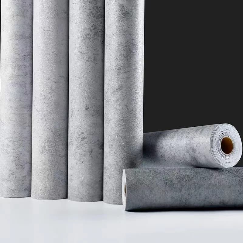 Carta da Parati in Vinile Impermeabile Autoadesiva, Carta Adesiva Grigio Cemento per Piani di Lavoro, Rinnovamento di Cucina e Bagno