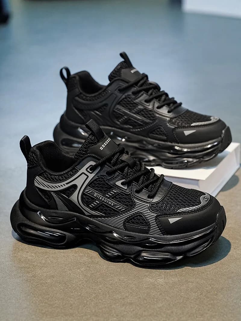 Men's Casual Sport Shoes 2026 New Autumn Air-Cushioned High-Rise Wear-Resistant Mesh Upper Black Dad Style Low-Top Sneakers