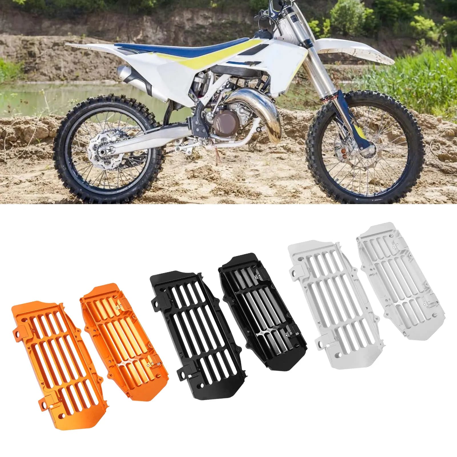 1 Paio di Protezioni per Radiatore Moto, Copertura Protettiva Antisurriscaldamento per Moto da 125cc a 500cc 125 150 SX