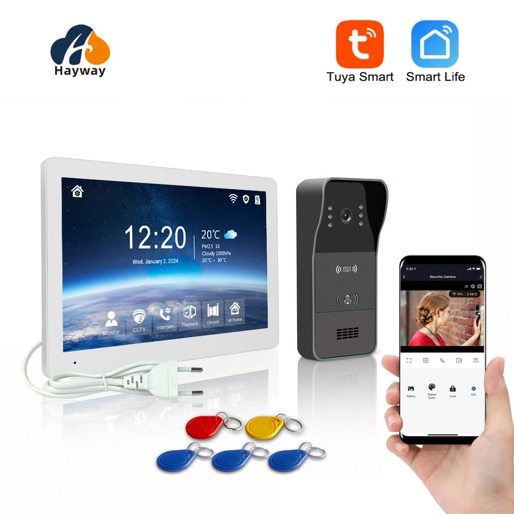Hayway videocitofono da 10 pollici Tuya Smart WIFI videocitofono sistema 1080P campanello telecamera Full Touch Screen Motion Detection