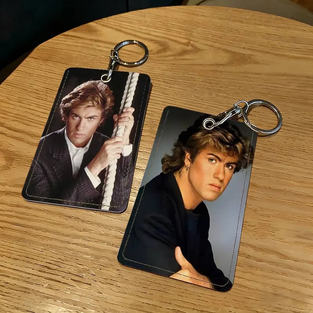 Portachiavi con Porta Carte di Credito George Michael, Anello Portachiavi, Custodia Protettiva per Serratura, Regalo di Sicurezza