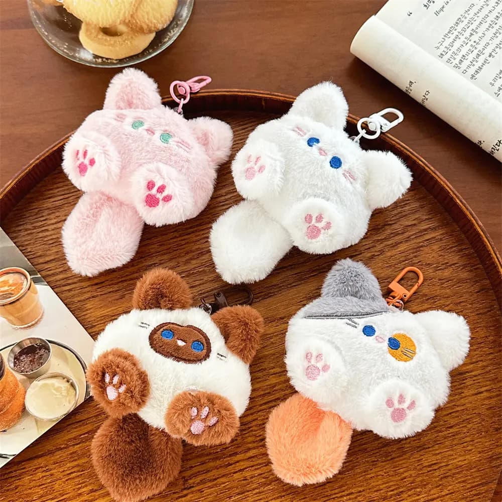 Simpatico portachiavi con gatto di peluche – Ciondolo per zaino, Ciondolo per bambola per ragazze, Regalo per borsa per coppia