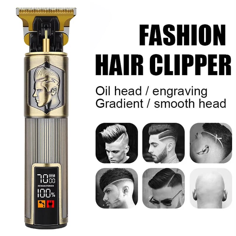 2026 T9 Hair Clippers for Men Zero Gapped T-Blade USB Fast Charging Vintage Metal Hair Trimmer Barber Shaver with Guide Combs