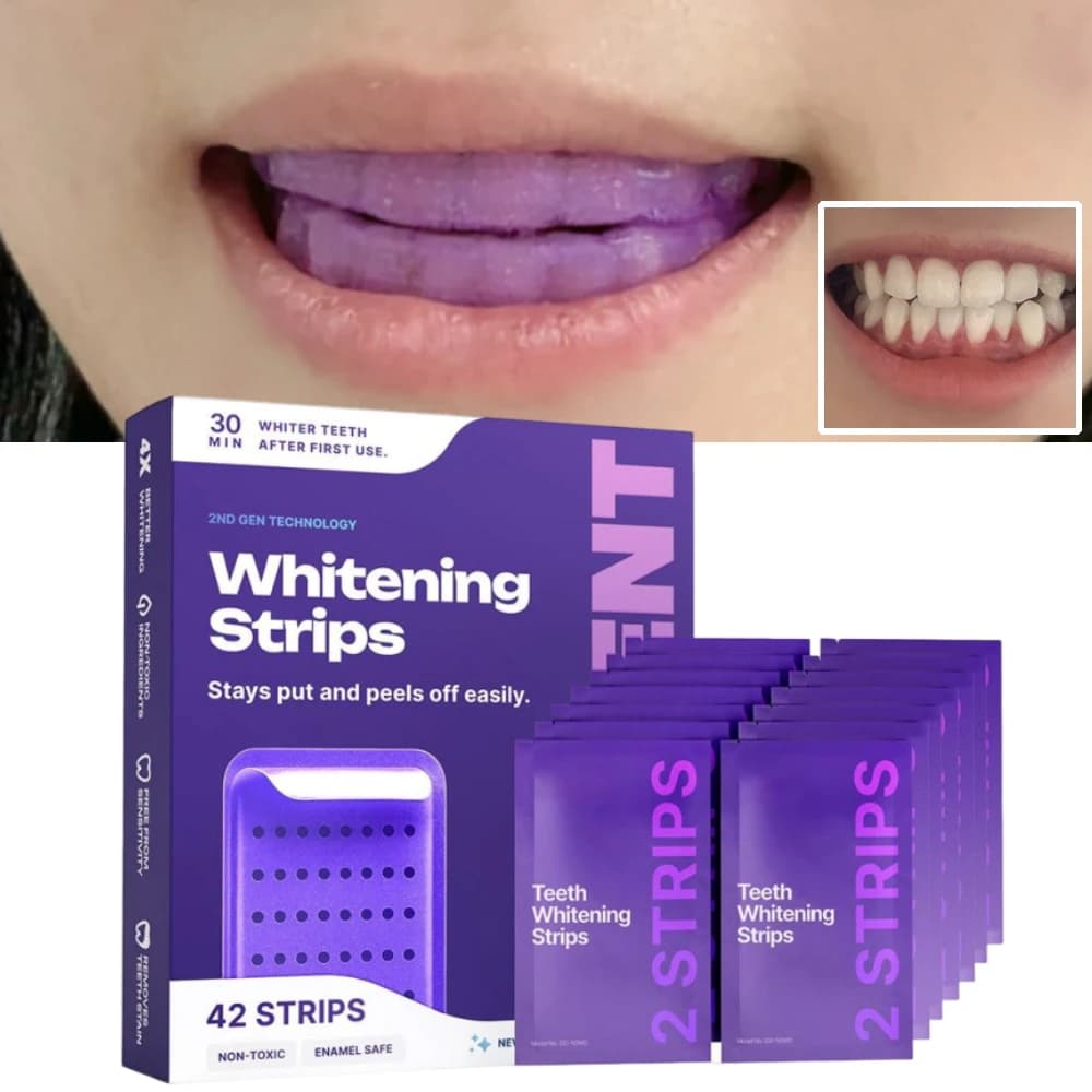 42 Purple Gel Strips for Tooth Whitening - Quick Whitening in 30 Minutes, Removes the Macchies, Refresh the Altar, Safe for Sensible Tooths