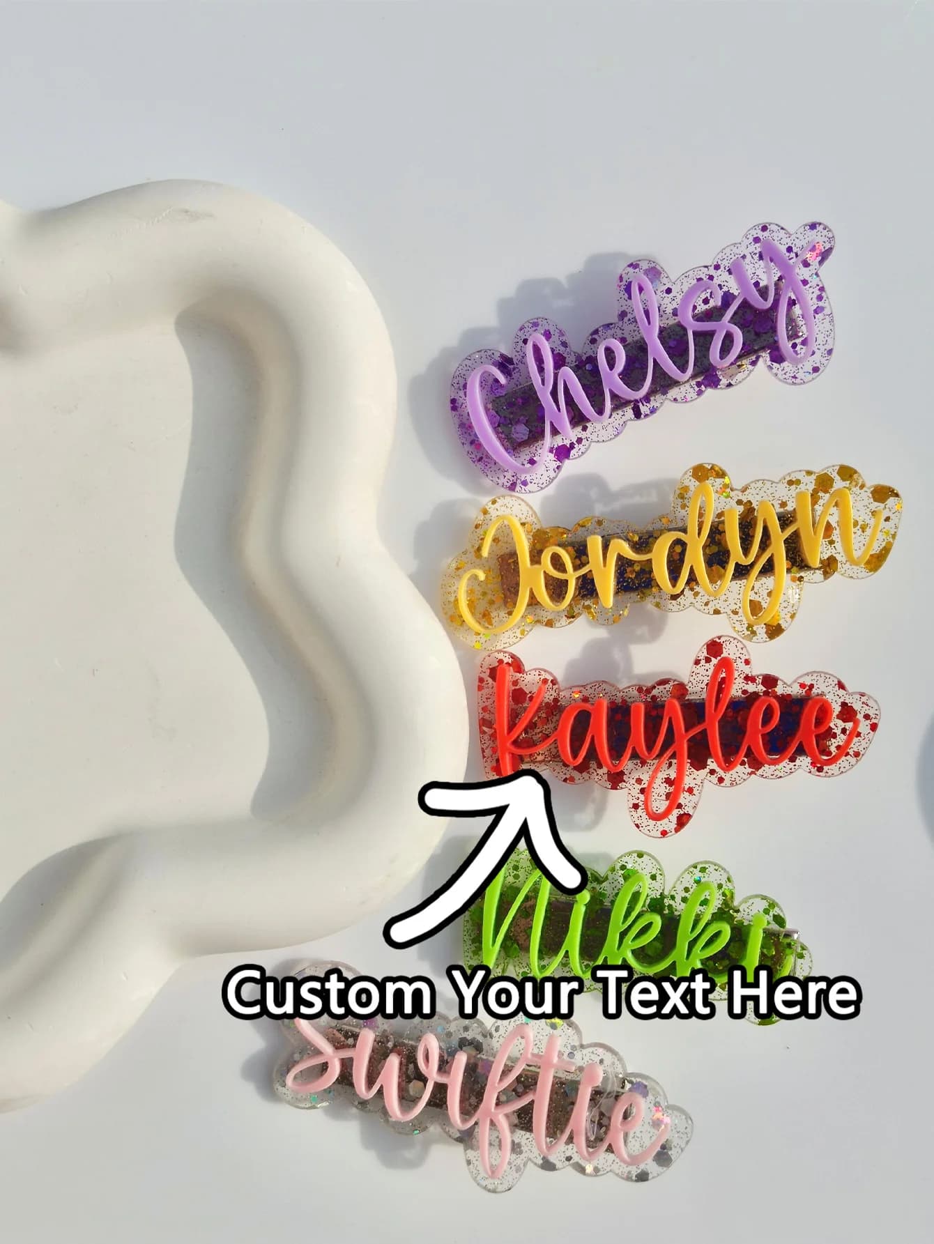 1PC Customized Hair Clip - Customized Laser Engraved PMMA Sympathetic Unique Gifts for Teens