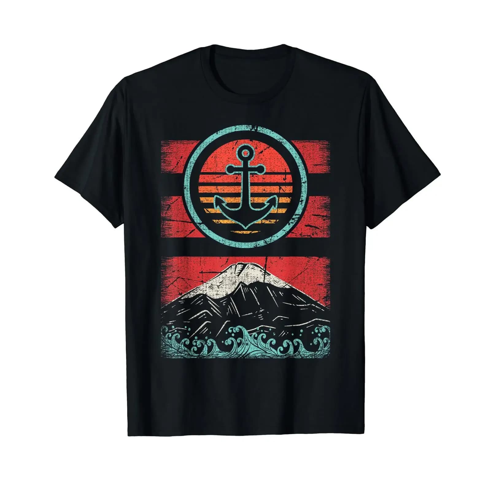 Boat Anchor Retro Vintage 80s Style Sailing T Shirt vintage Washed Stretched streetwear fashion Versatile Top For Everyday Wear