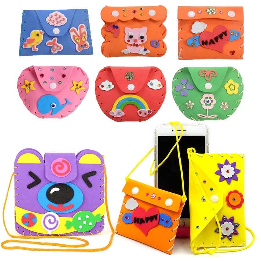 Kit di Materiali Fai-da-Te 5/10 Pezzi per Portamonete, Adesivo EVA, Cucito, Arte, Forniture in Feltro, Regalo per Amanti dell'Artigianato XJM