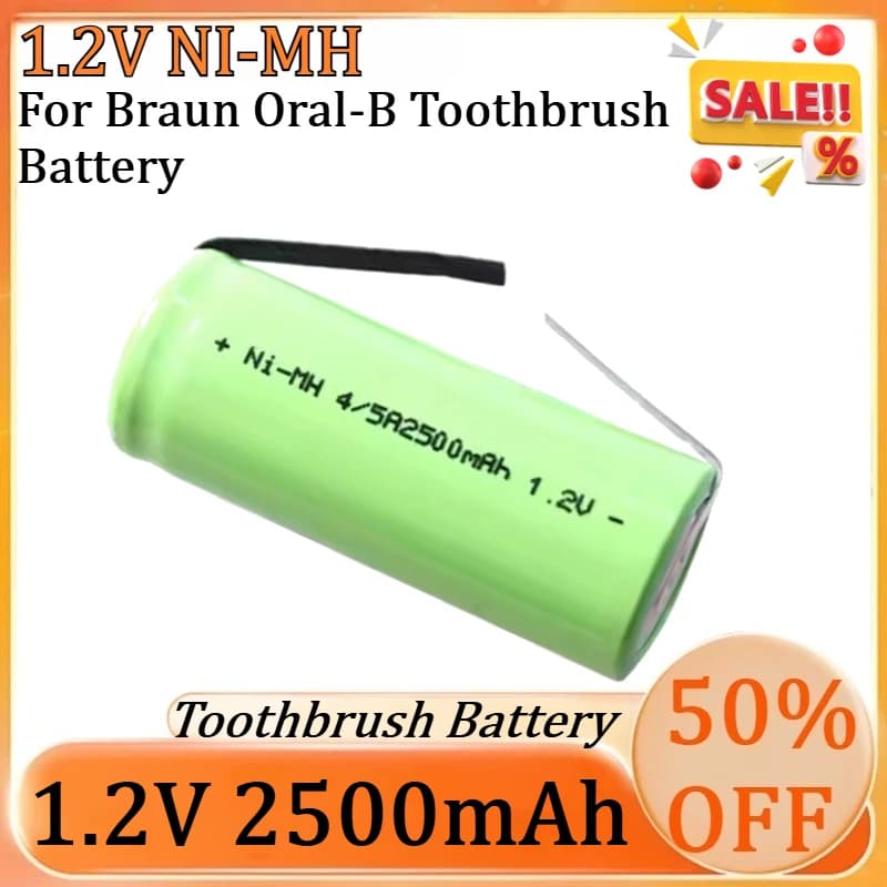 New Power Brush Battery 1.2V 2500mAh 43x17mm for Replacement Battery Braun Oral-B