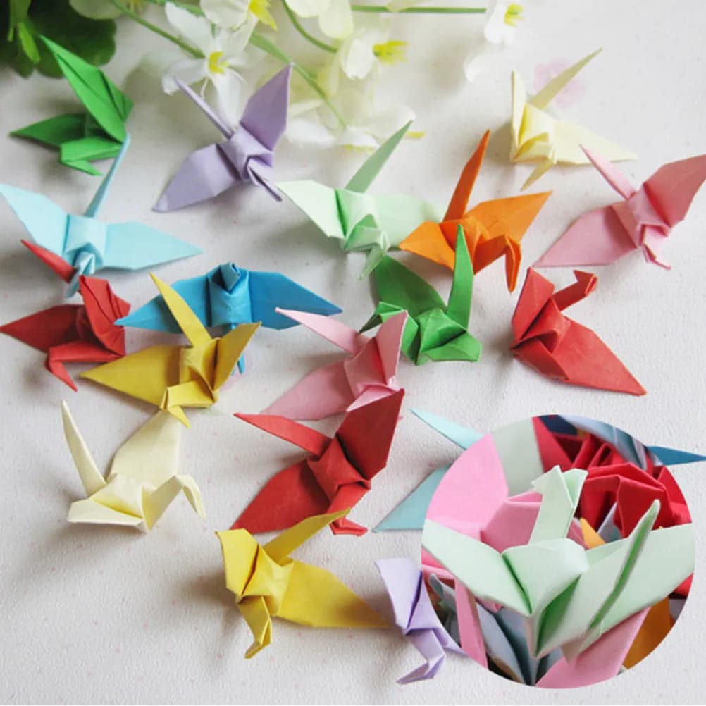 100Pcs 6Cm Premium Pearlized Paper Origami Crane Pendants for Wedding Home Decoration DIY Craft Party Wind Chime Curtain