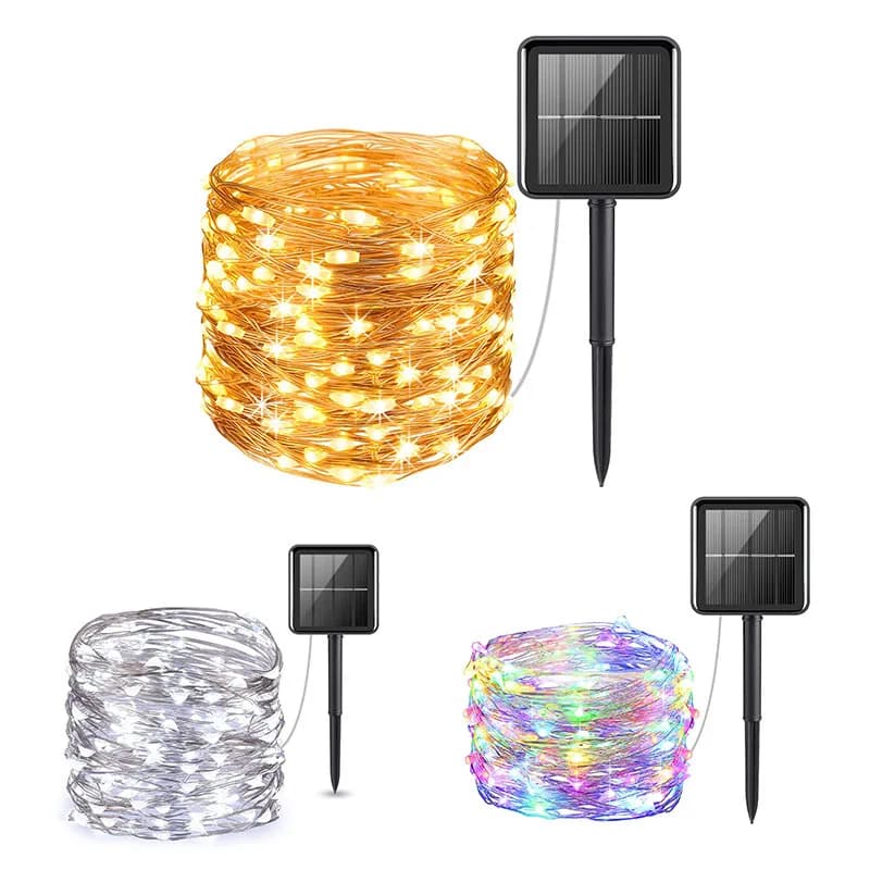 Luci Solari a LED per Esterni 7M/12M/22M/32M, Ghirlande Luminose Impermeabili per Patio, Natale, Matrimoni, Giardino e Strade