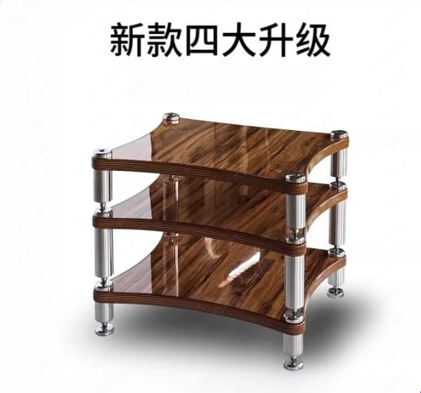 Rack audio in legno massello, amplificatore di potenza, mobiletto audio, apparecchiature per altoparlanti, treppiede con ammortizzatore
