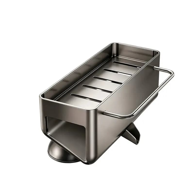 ABKP-Sponge Holder For Kitchen Sink, 45° Tilted Self Draining Sink Caddys Organizer With Towel Bar, Waterproof Rustproof