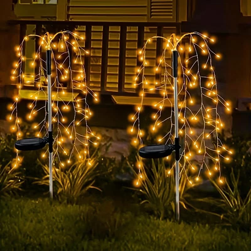 Luci Solari a Forma di Fuochi d'Artificio, 8 Modalità di Illuminazione, Impermeabili, per Esterni, Luci LED a Energia Solare per Alberi di Salice, Decorazioni per Giardino, Prato e Natale