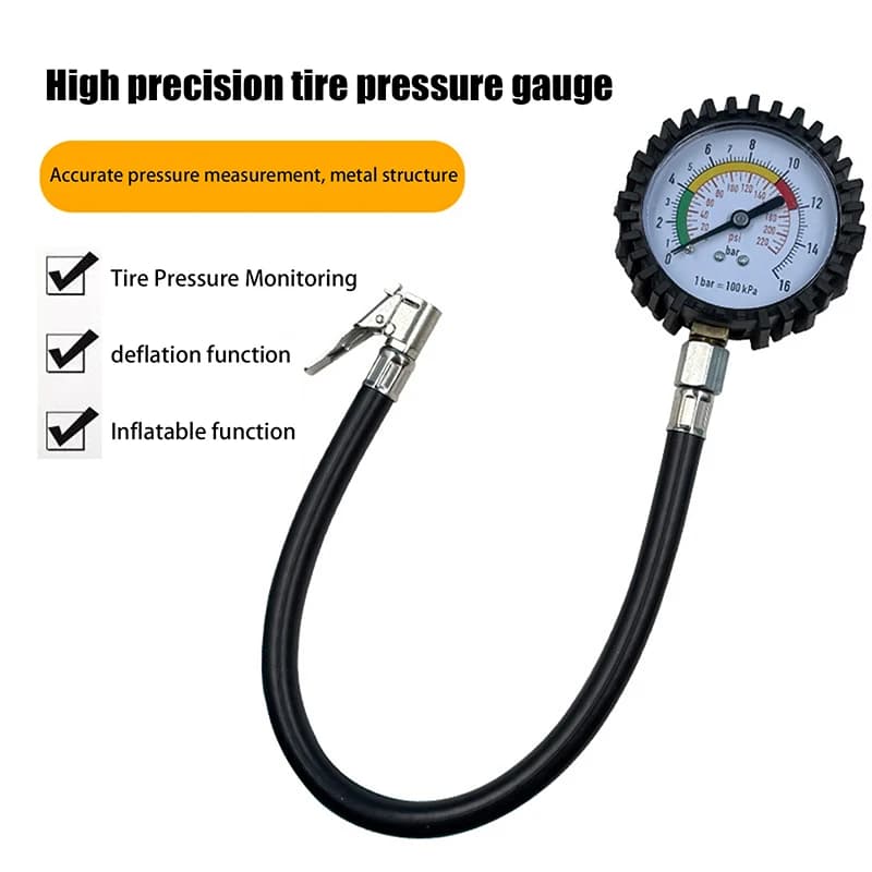 Manometro Multifunzione per Pneumatici Auto e Moto, Tester di Pressione, Compressore d'Aria con Manometro a Quadrante, Pompa Gonfiabile