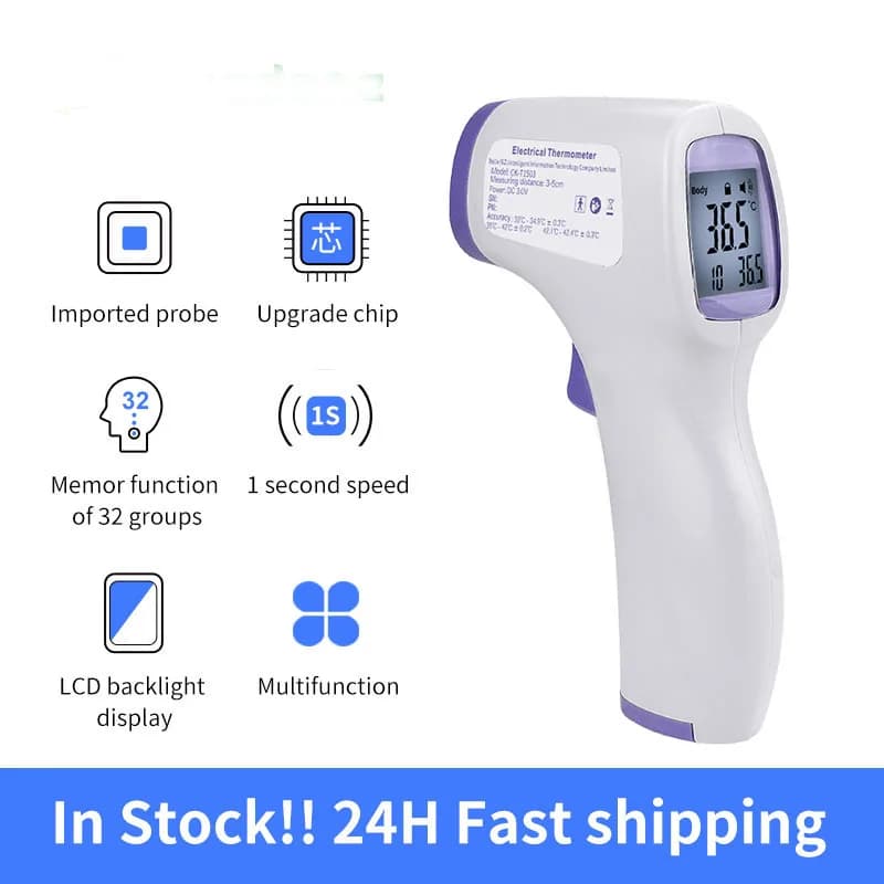 Digital front thermometer, contactless, infrared, for measuring child temperature, fever, safety, health, measuring instrument/oximeter