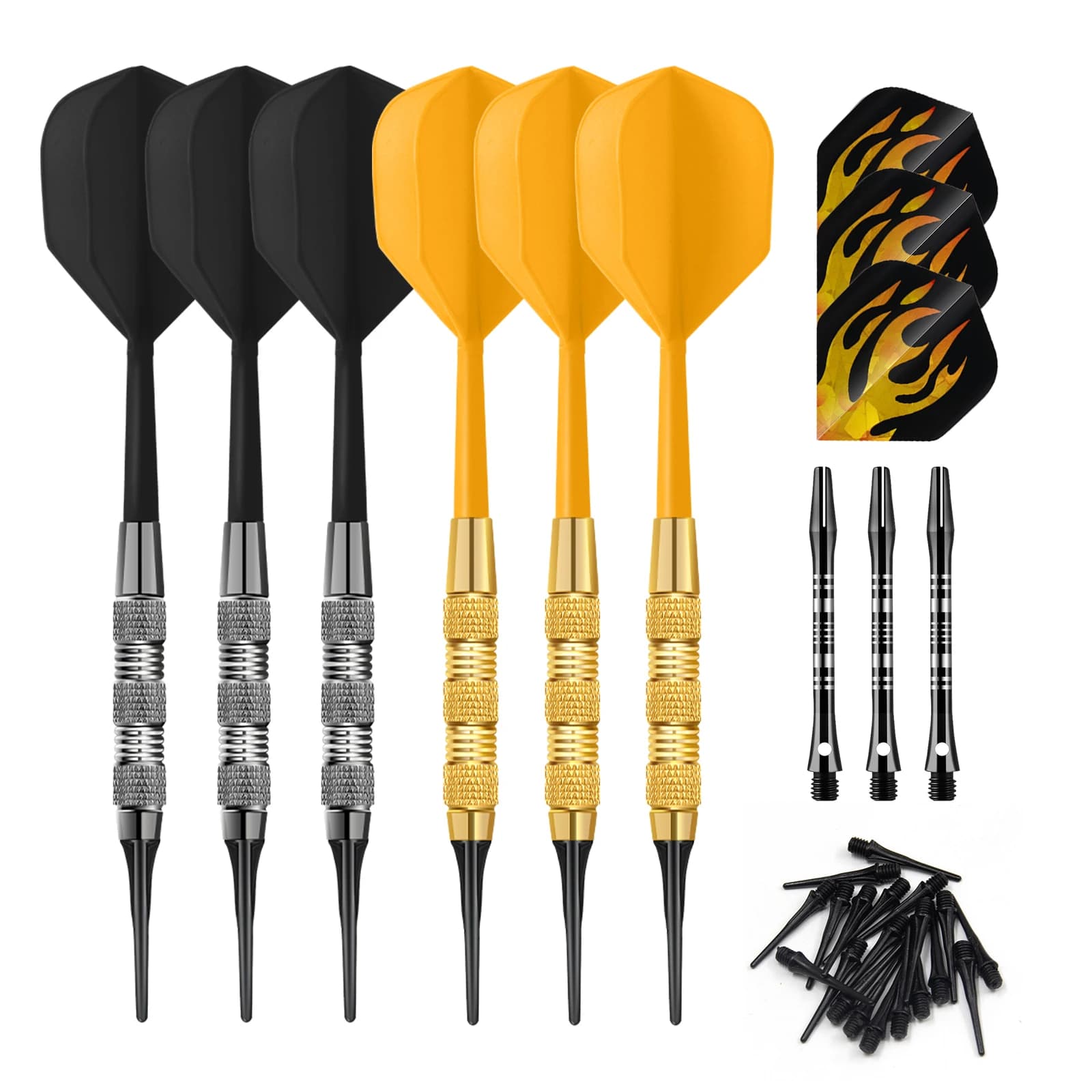 15g Soft Tip Darts Set Iron Barrel with Spare Tips Shafts PET Flights Electronic Dartboard Compatible Storage Case for Adults
