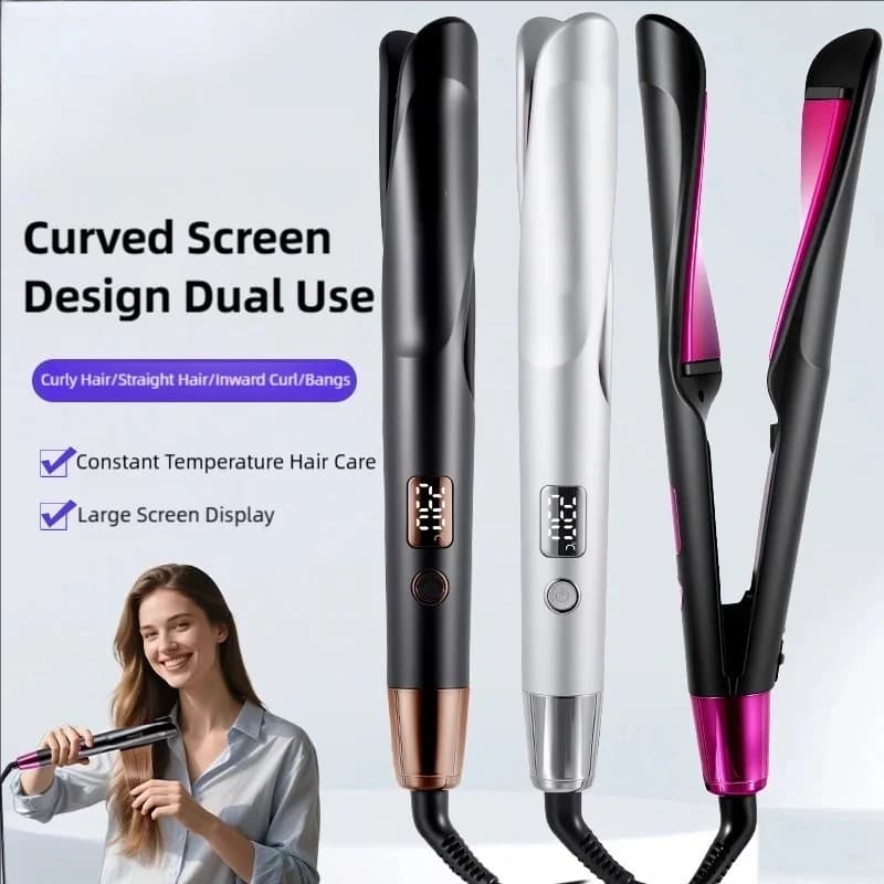 Nuovo Ferro Arricciacapelli e Piastra 2-in-1 Strumento Multifunzione per lo Styling dei Capelli Ferro Doppio Uso per Arricciare e Lisciare