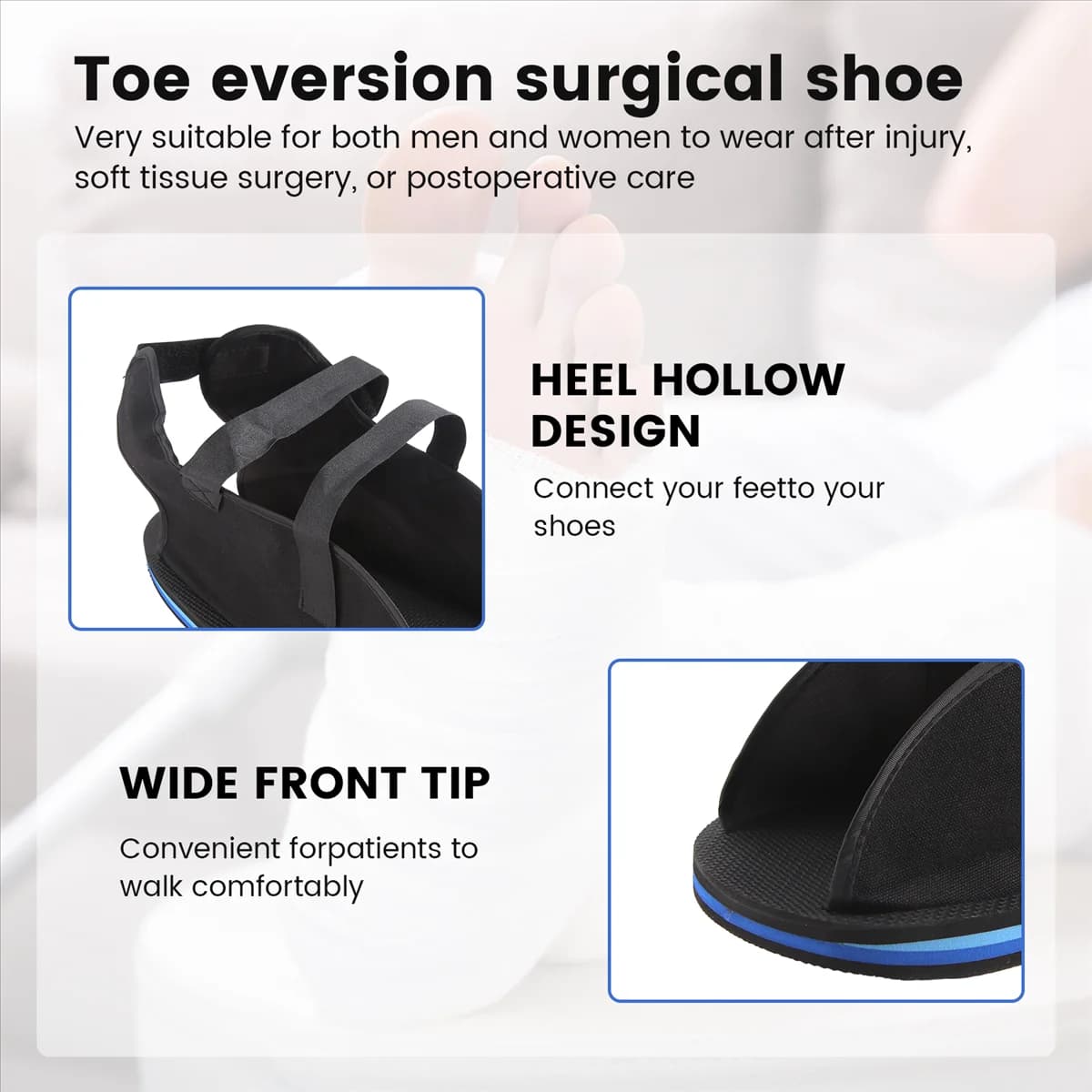 Scarpe post-operatorio Scarpe di sostegno per fratture del piede Scarpe da passeggio per lesioni ai piedi Articolazioni stabili della caviglia Recupero Sollievo dal dolore XL-A69M