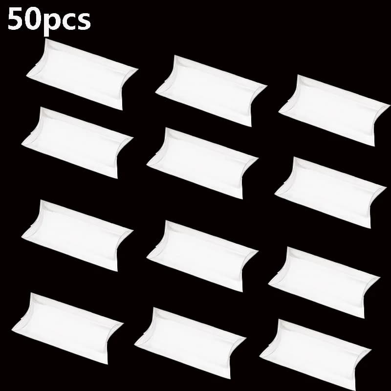 Scatola per cuscino da 50 pezzi contenitori per Organizer in plastica trasparente custodie per imballaggio di caramelle scatole per imballaggio carta regalo forma in Pvc sposa