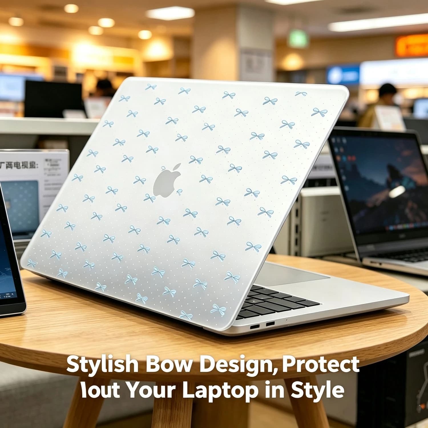 Custodia per Laptop Blu a Pois con Fiocco Nuova 2026 per MacBook 13Neo A3404 Air13.3 15 13.6 M5/4/3/2/1 A2681 A1932 A3240 Accessori Cover