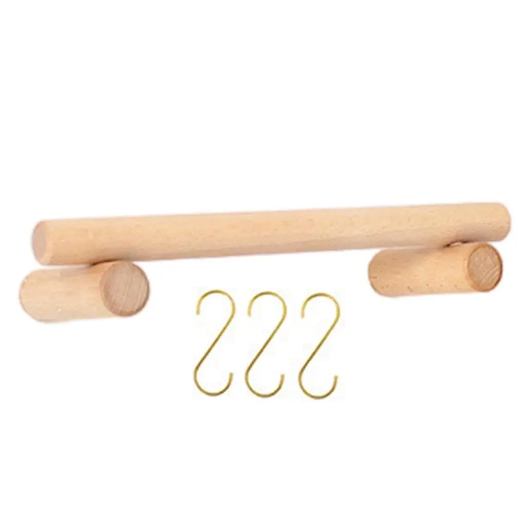 Wood Towel Rack Single Towel Bar Rack with 3pcs for Polishing , 45cm