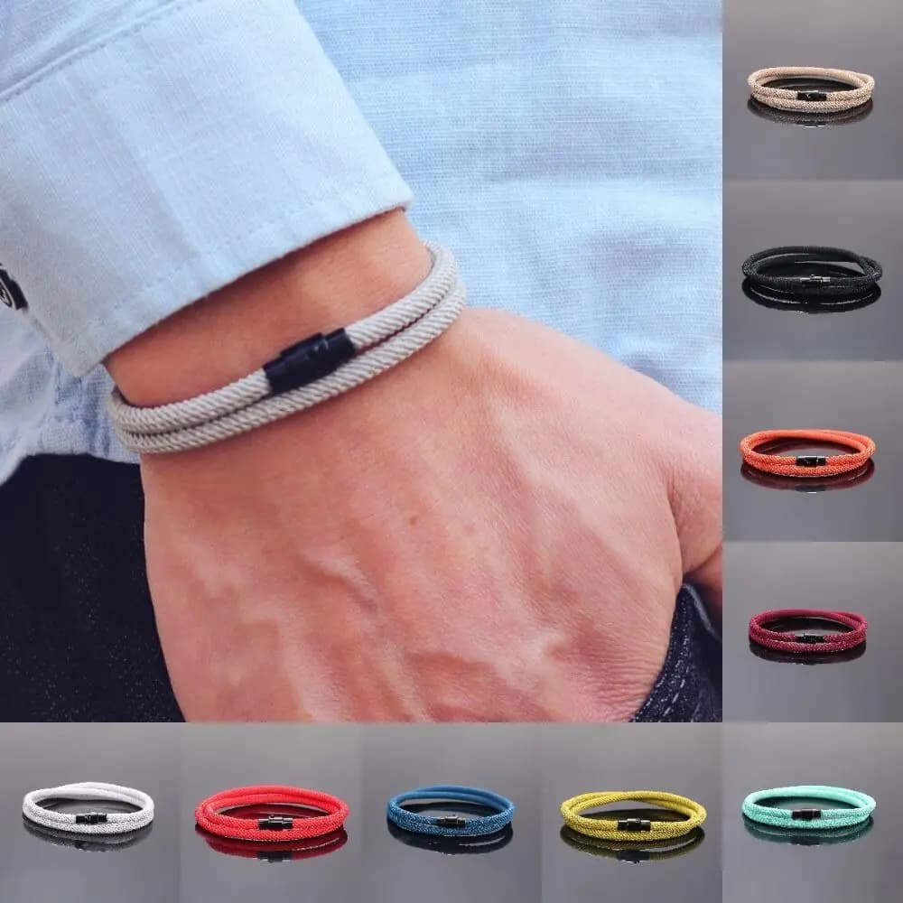 Bracciale da uomo in corda a doppio strato, catena da polso, idea regalo per gioielli da uomo per l'uso quotidiano