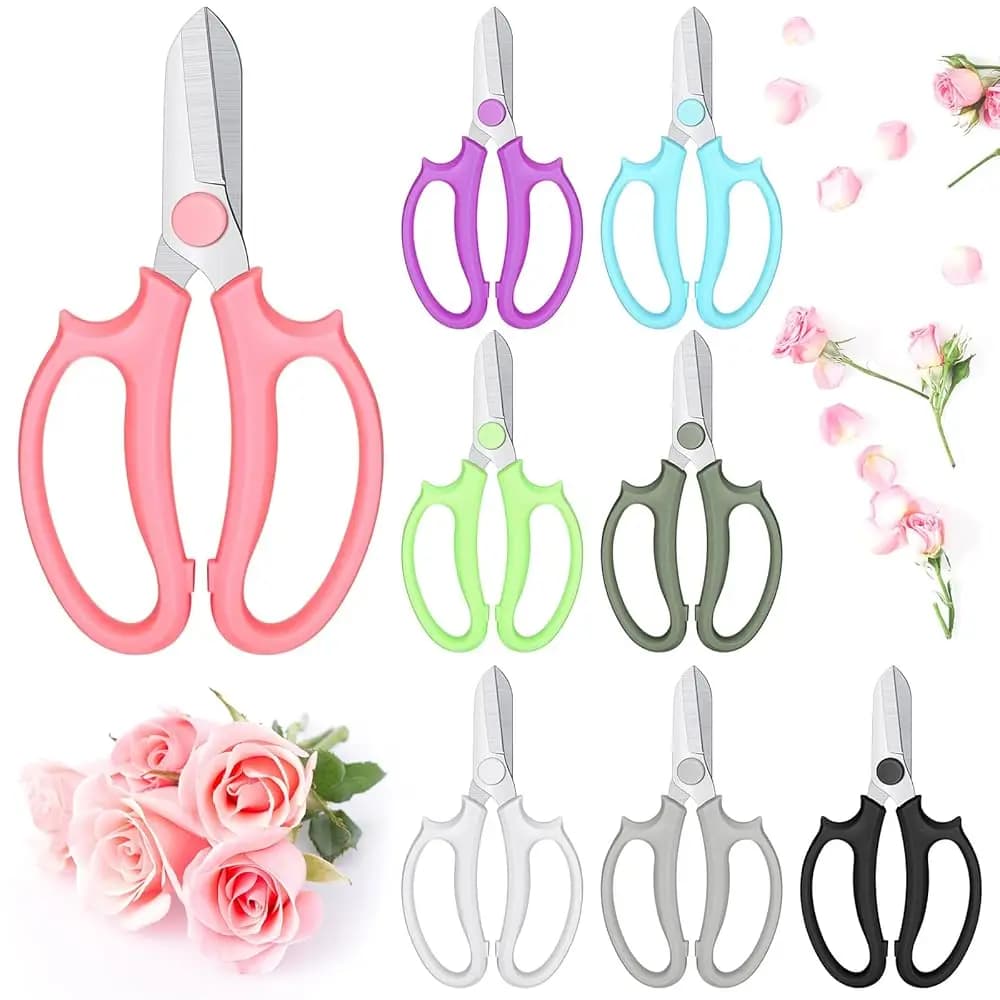 Set di 8 Forbici da Giardino per Fiori, Cesoie Floreali, Forbici da Potatura con Impugnature Comode per Composizioni Floreali e Raccolta Frutta