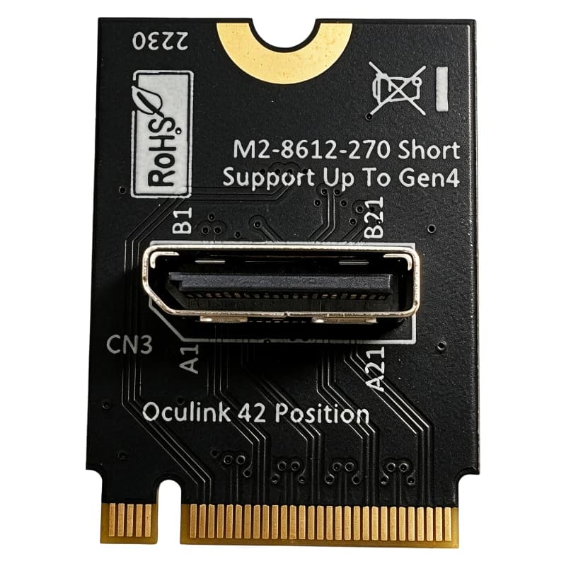 NEW M.2 M‑Key to OcuLink SFF‑8612 Adapter Short Vertical A‑Type PCIe 4.0 X4 64Gbps 2230 M2 NVMe Converter Riser for eGPU U.2 SSD