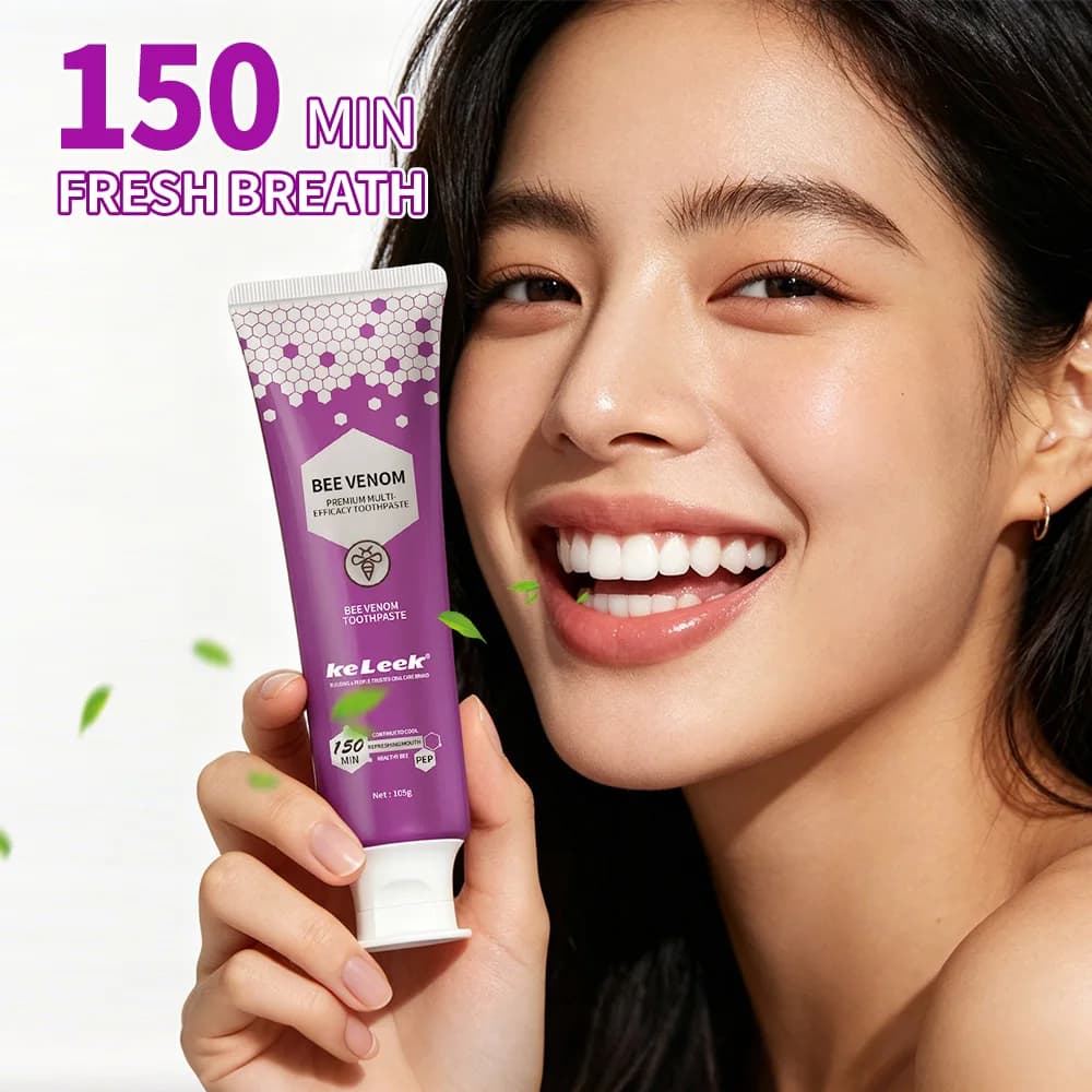 Dentifricio Multifunzionale al Veleno d'Api KELEEK 105g, Sbiancante per Denti, Rimozione Macchie, Alito Fresco, Cura delle Gengive, Pulizia Orale Quotidiana