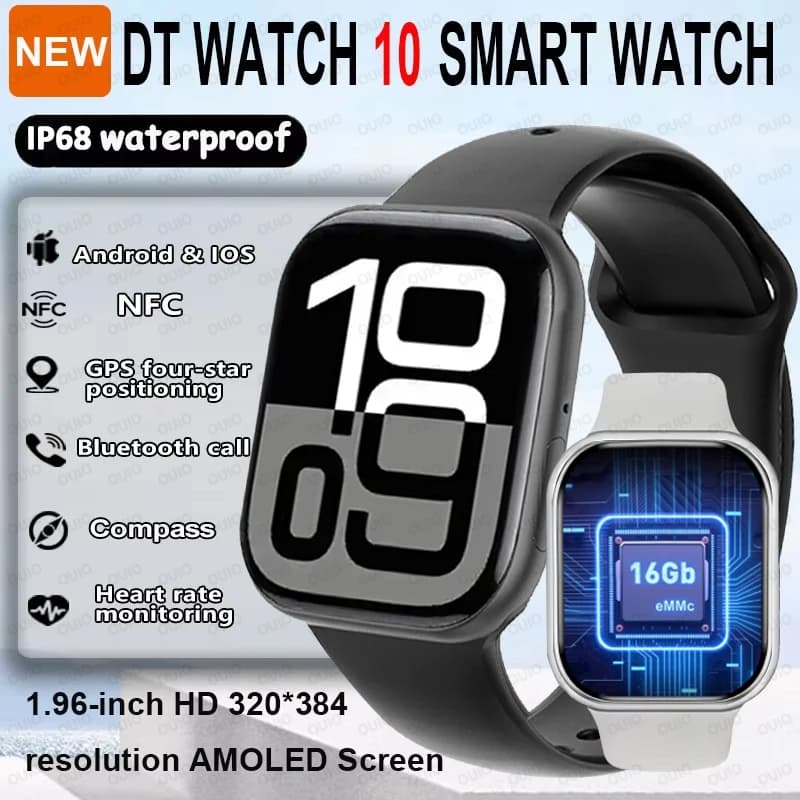 Nuovo DT Orologio 10 16GB di Memoria Astuto Della Vigilanza di Musica Video GPS NFC TWS Auricolare Impermeabile Chiamata Bluetooth Astuto Della Vigilanza Per Android IOS