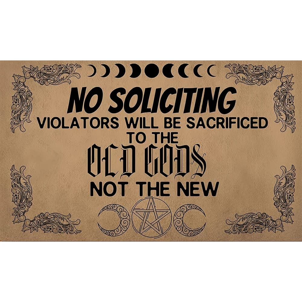 No Soliciting Violators Will Be Sacrificed to The Old God Doormat Outdoor Anti-Slip Rubber Entryway Front Rug Funny Door Mat