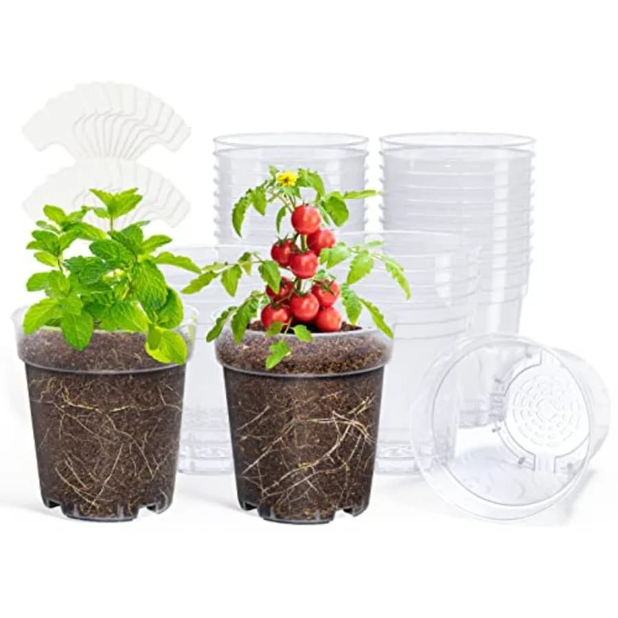 Nursery Pots for Plants, Plant Pot for Planting Plastic Seedling with Drainage Holes Seed Starter Flower High Transparency with