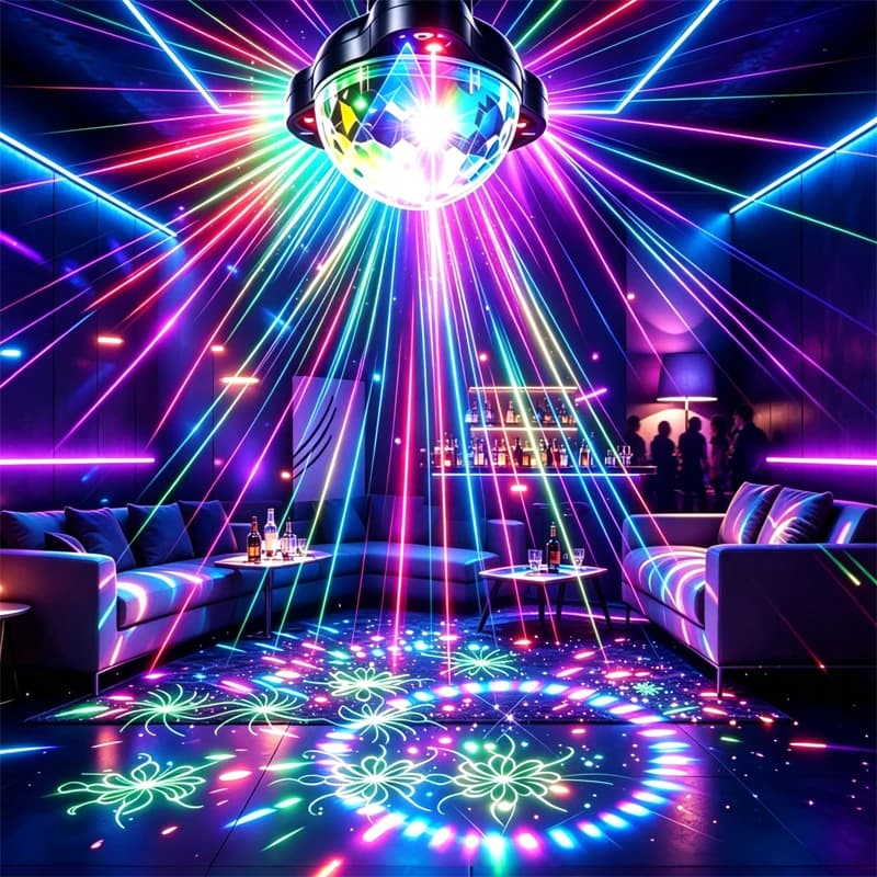 Disco Ball Party Light RGB Laser Projector USB Stage Light Sound Activated Magic Ball Lamp Home KTV Bar Birthday Wedding Decor L