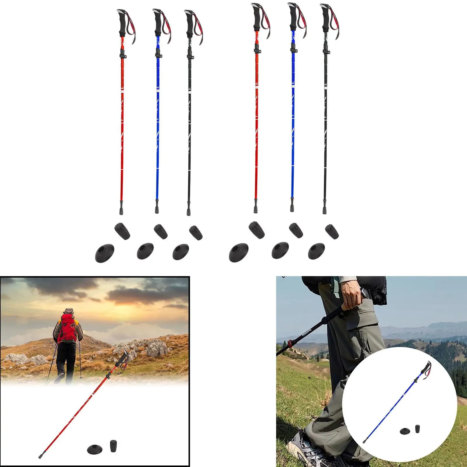Foldable trekking pole for hiking, telescopic walking rod for climbing on walker