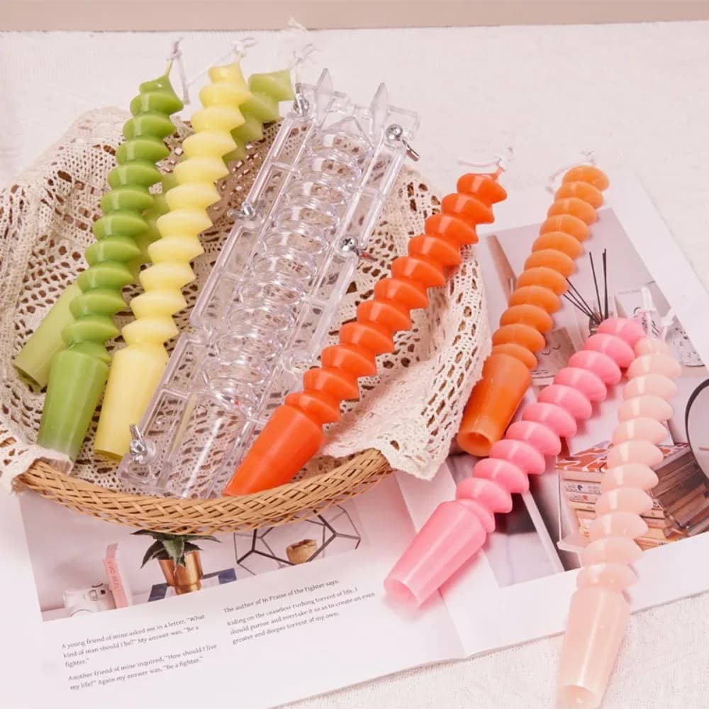 Stampi in plastica per candele a cilindro con geometria 3D, candeliere a palo lungo a spirale, per realizzare stampi in acrilico per candele profumate, decorazioni per artisti domestici