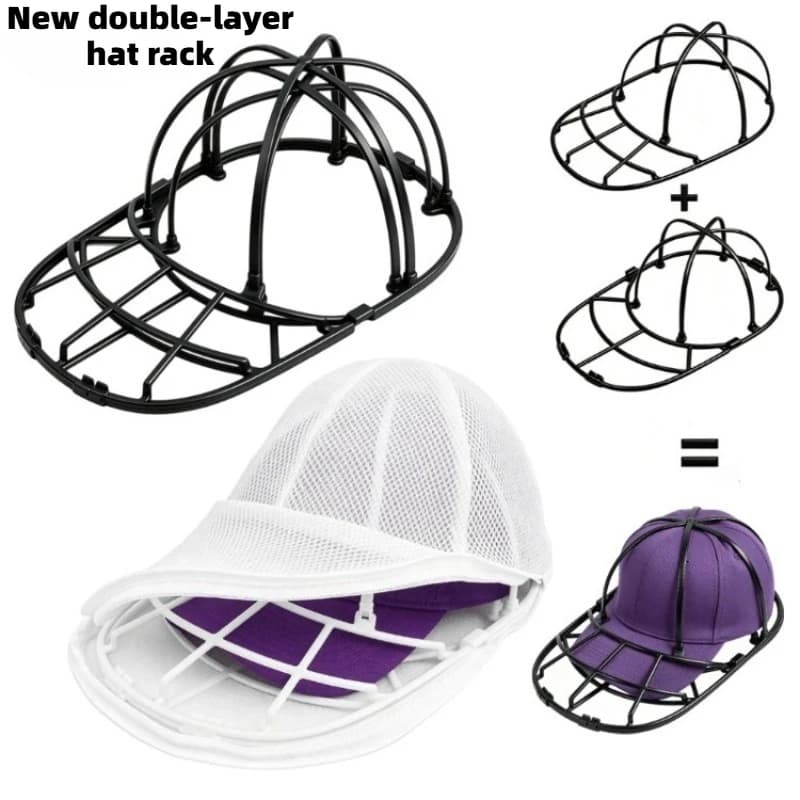 Double Detachable Baseball Cap Washing Frame,Anti-deformation Laundry Hat Protector,Reusable Cap Cleaning Support Rack