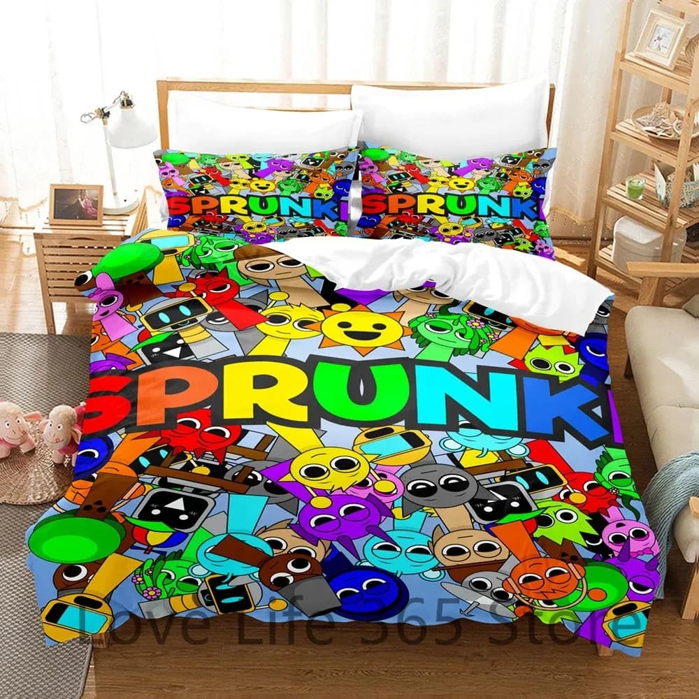 Set di biancheria da letto Game Sprunki per ragazzi e ragazze, nuova coperta stampata in 3D, copripiumino, federa, decorazione per la camera da letto